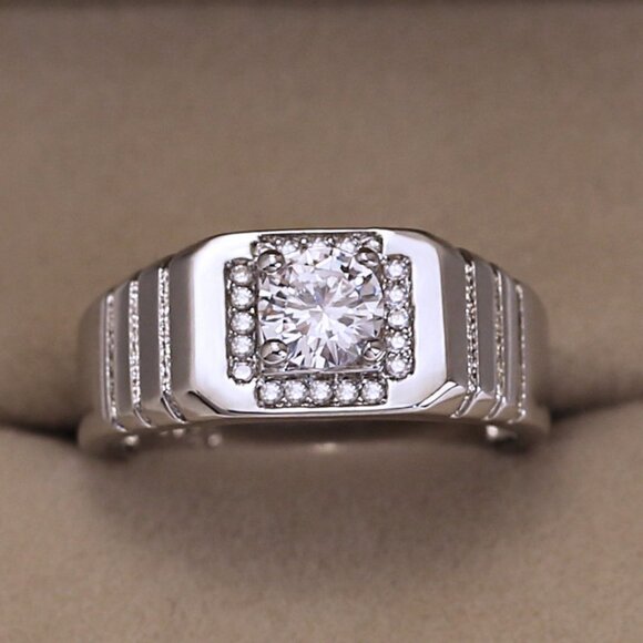 "925 Silver Plated Round Shaped Cut CZ Fashionable Ring, FB16FA1101 - Picture 1 of 7